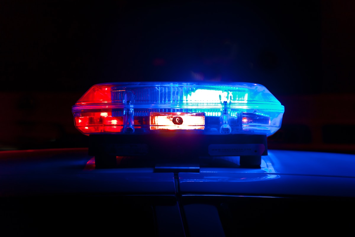 Police emergency lights at night